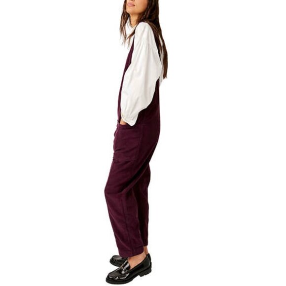 Free People High Roller Corduroy Jumpsuit in Plum Large NWT - Picture 1 of 9